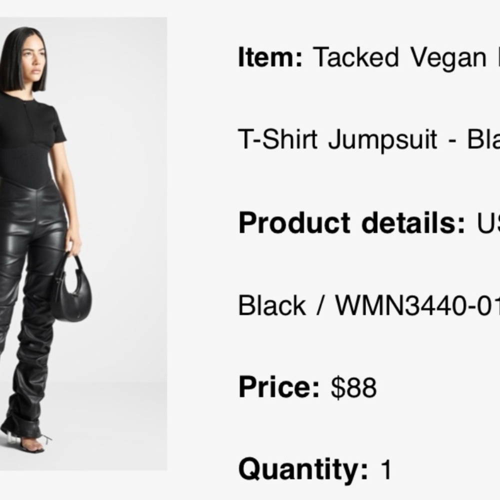 Maniere De Voir Black Vegan Leather Jumpsuit